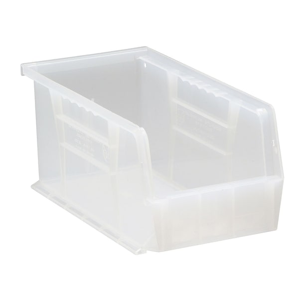 Hang & Stack Storage Bin, Polypropylene, Clear, 5 in H, 5-1/2 in W, 10-7/8 in L, 8 PK